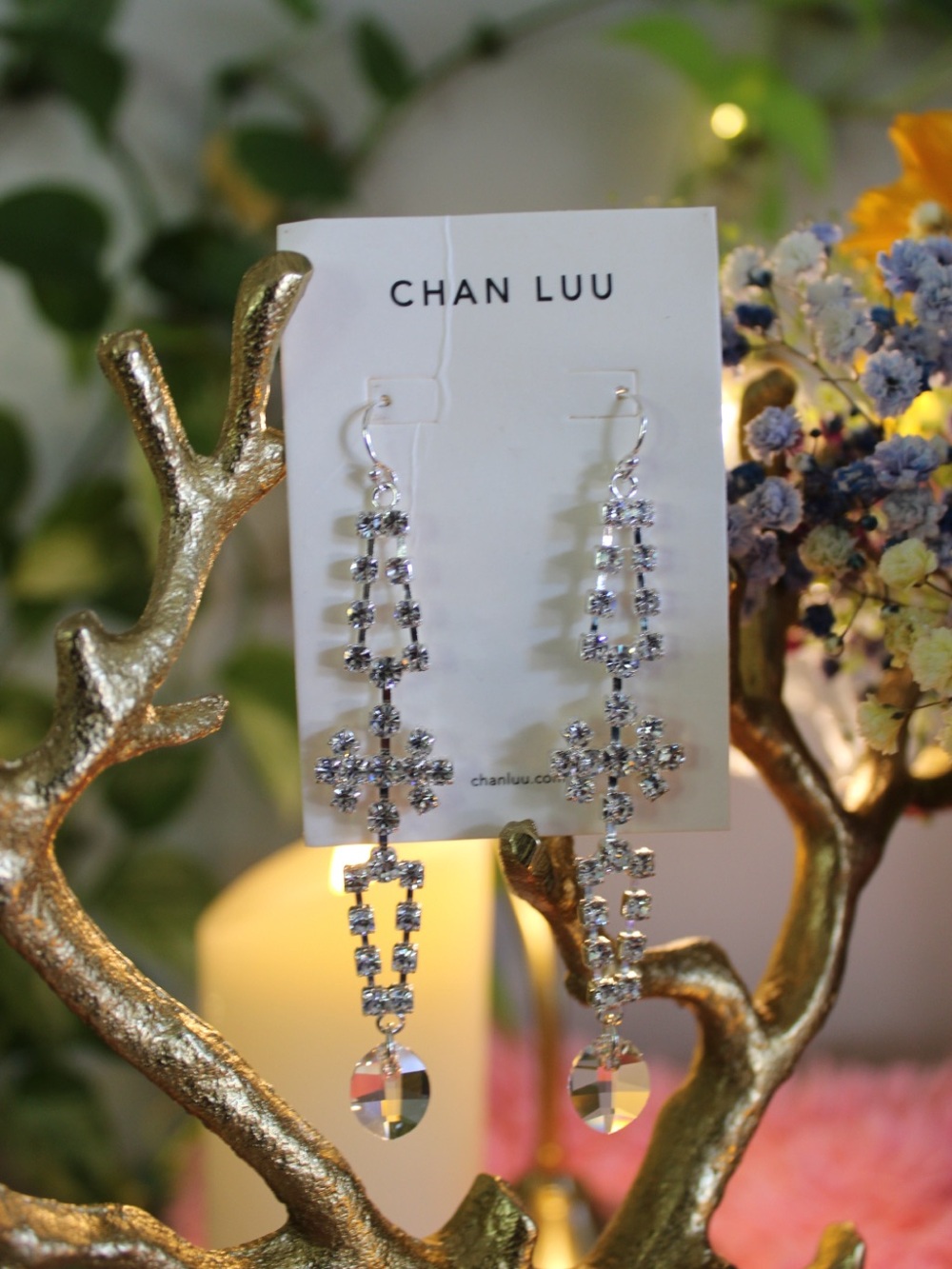 Chan Luu Silver Crystal Chandelier Drop Earrings - Picture 7 of 8